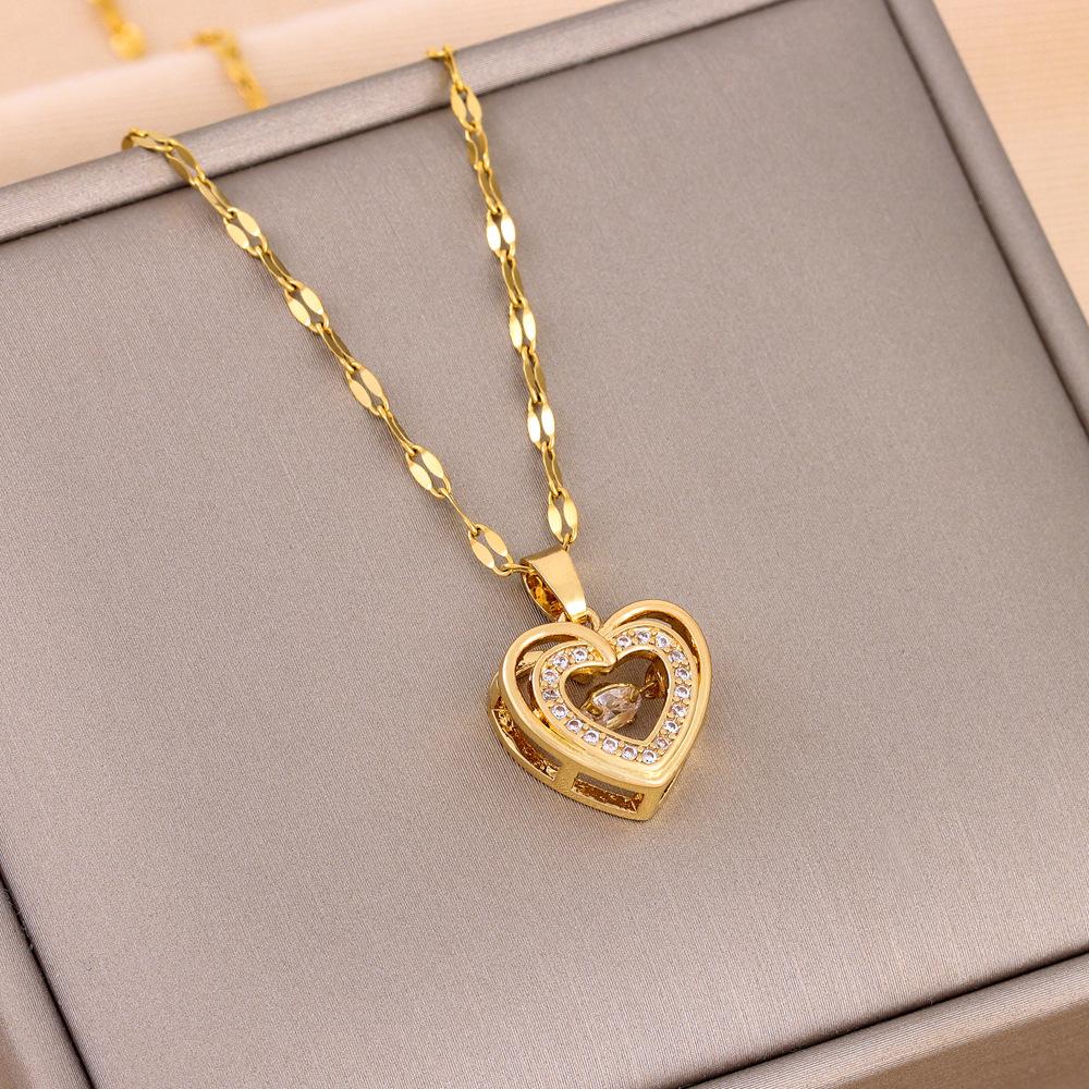 Collar corazón doble con brillantes