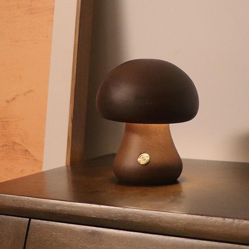 Lámpara seta de madera